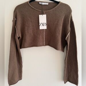 Zara Crop Brown Women's Sweater